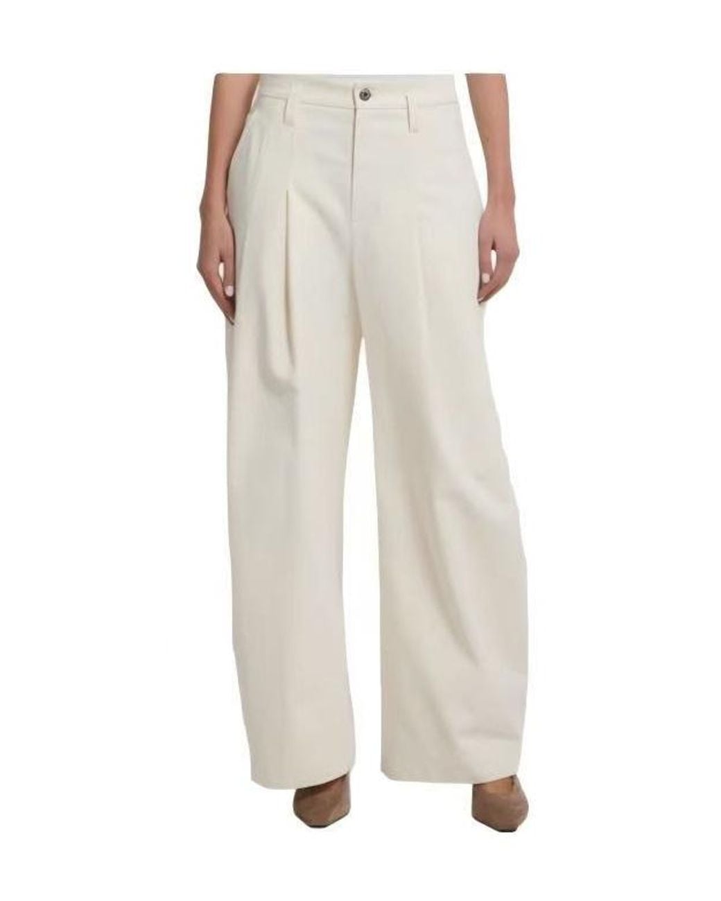 Brunello Cucinelli Natural Dyed Cotton And Wool Wrinkled Denim Five-Pocket Baggy Trousers With Monili