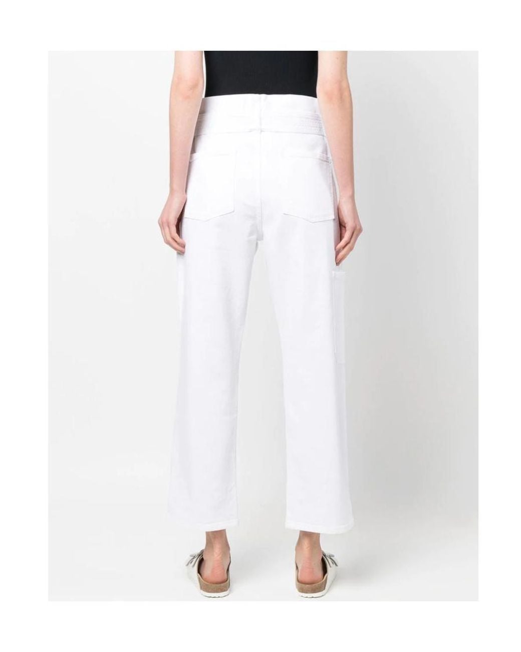 P.A.R.O.S.H. White P.A.R.O..H. Cropped Belted Paperbag-Waist Trousers