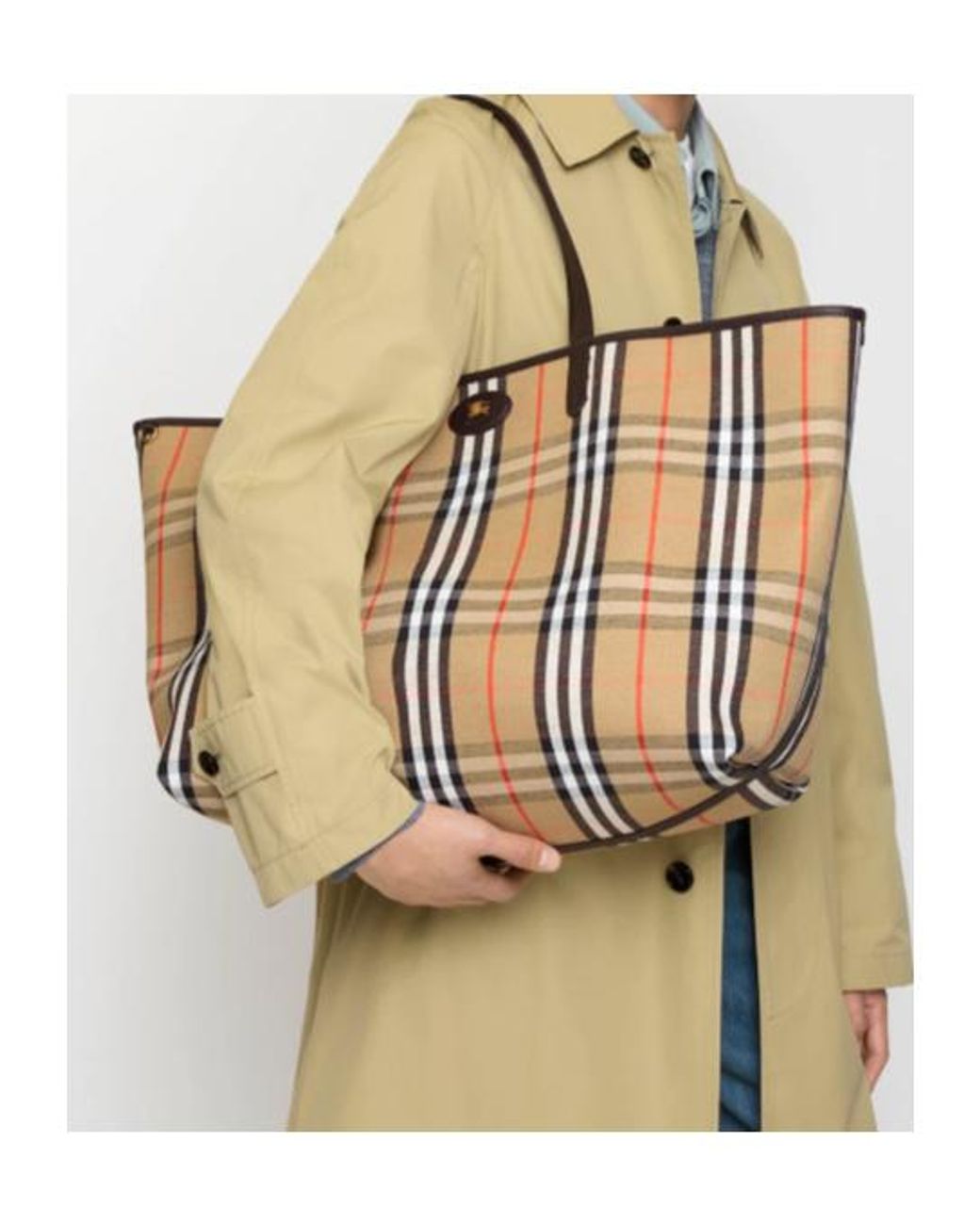 Burberry Brown Ekd Patch Checked Reversible Tote Bag for men