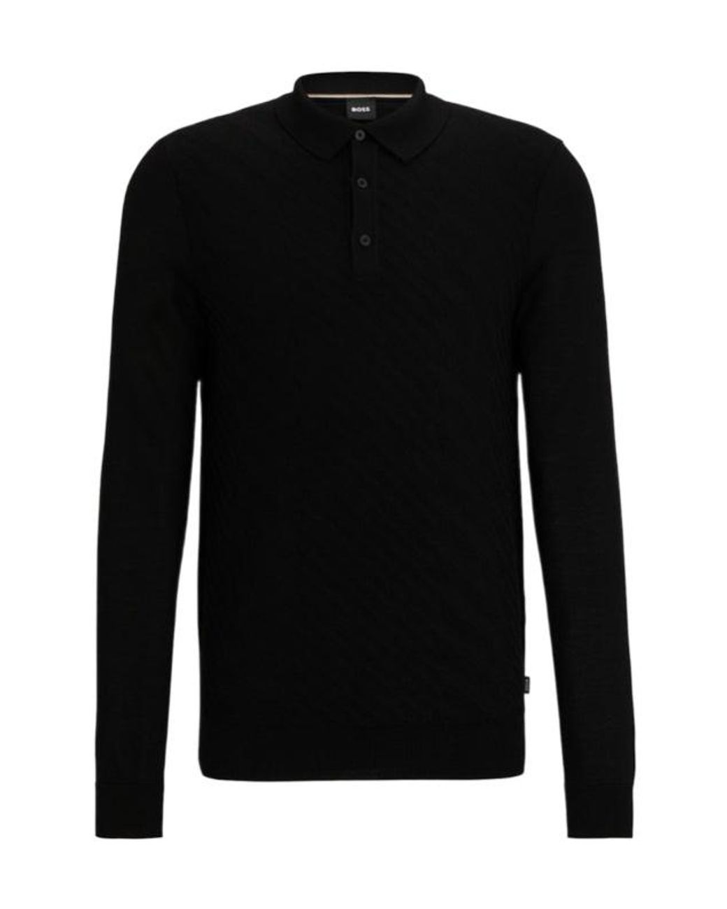 Boss Black Collarless Virgin Wool-Blend Top for men