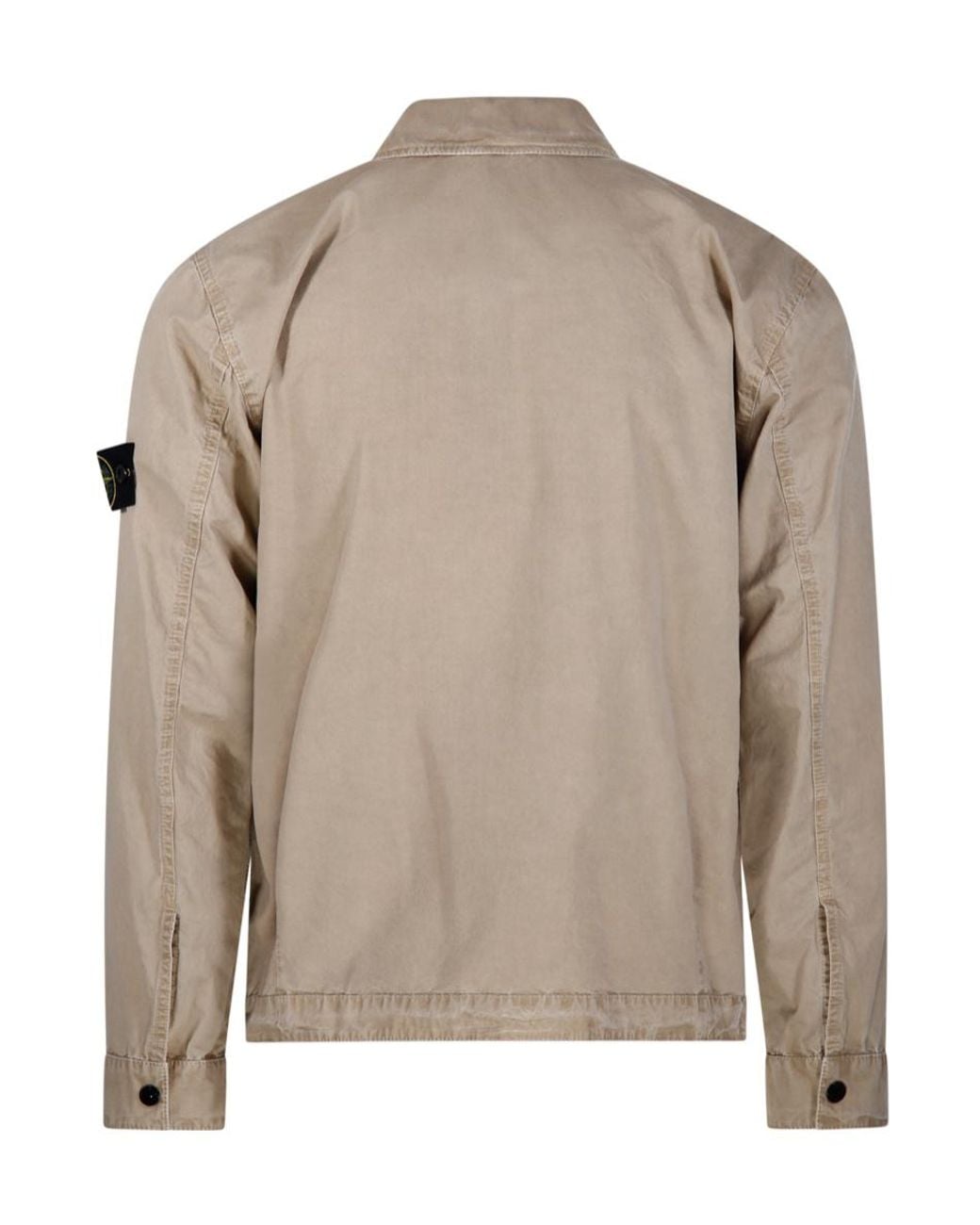 Stone Island Gray Compass Patch Zip-Up Shirt Jacket for men