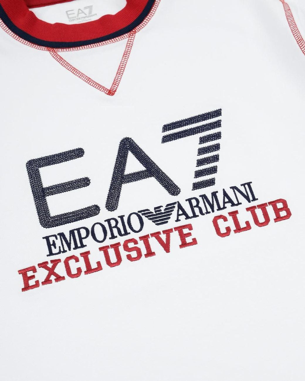 EA7 White Logo Round Neck Sweater for men