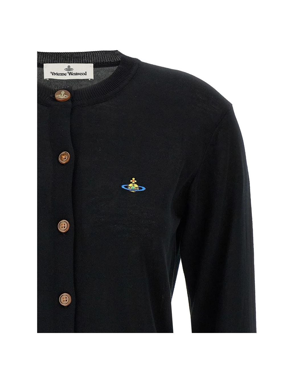 Vivienne Westwood Black Logo Embroidered Buttoned Cardigan