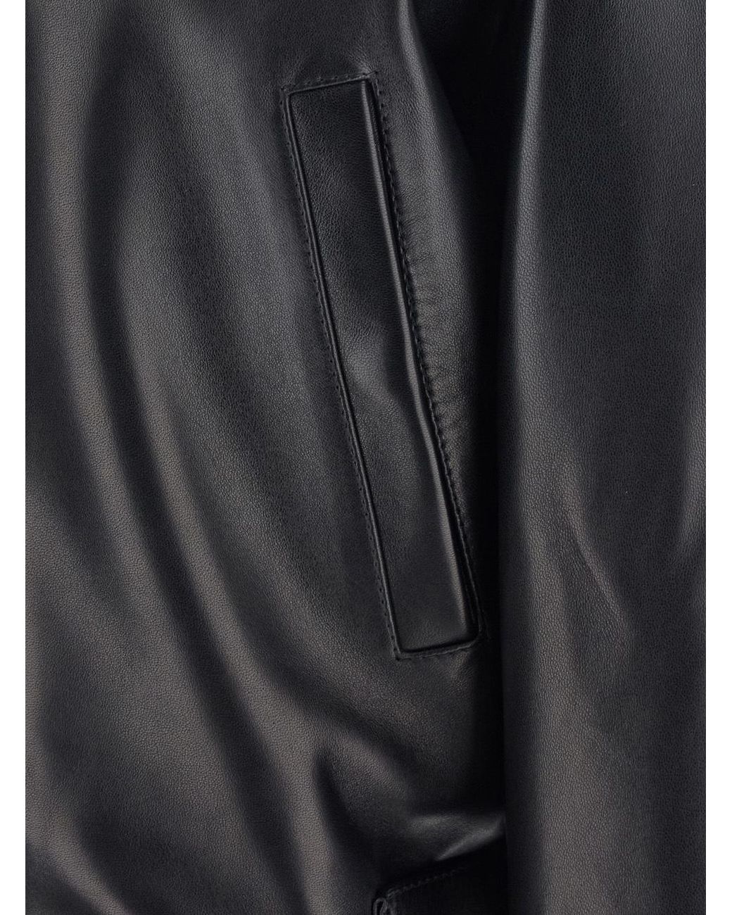Phoebe Philo Black Cropped Leather Bomber Jacket