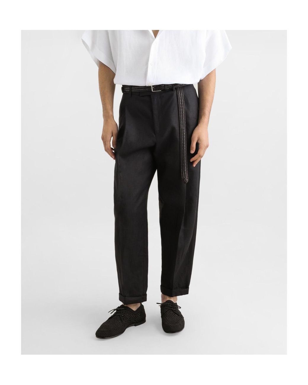 Dolce & Gabbana Black Pressed Crease Pants for men