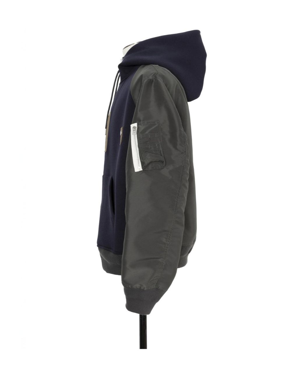 Sacai Blue Panelled Zip-Up Hoodie for men
