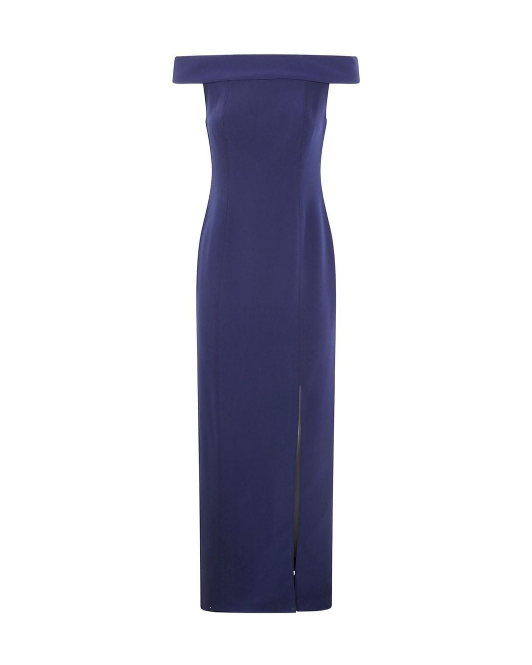 Ralph Lauren Lauren Off-Shoulder Fitted Bodice Maxi Dress in Blue | Lyst