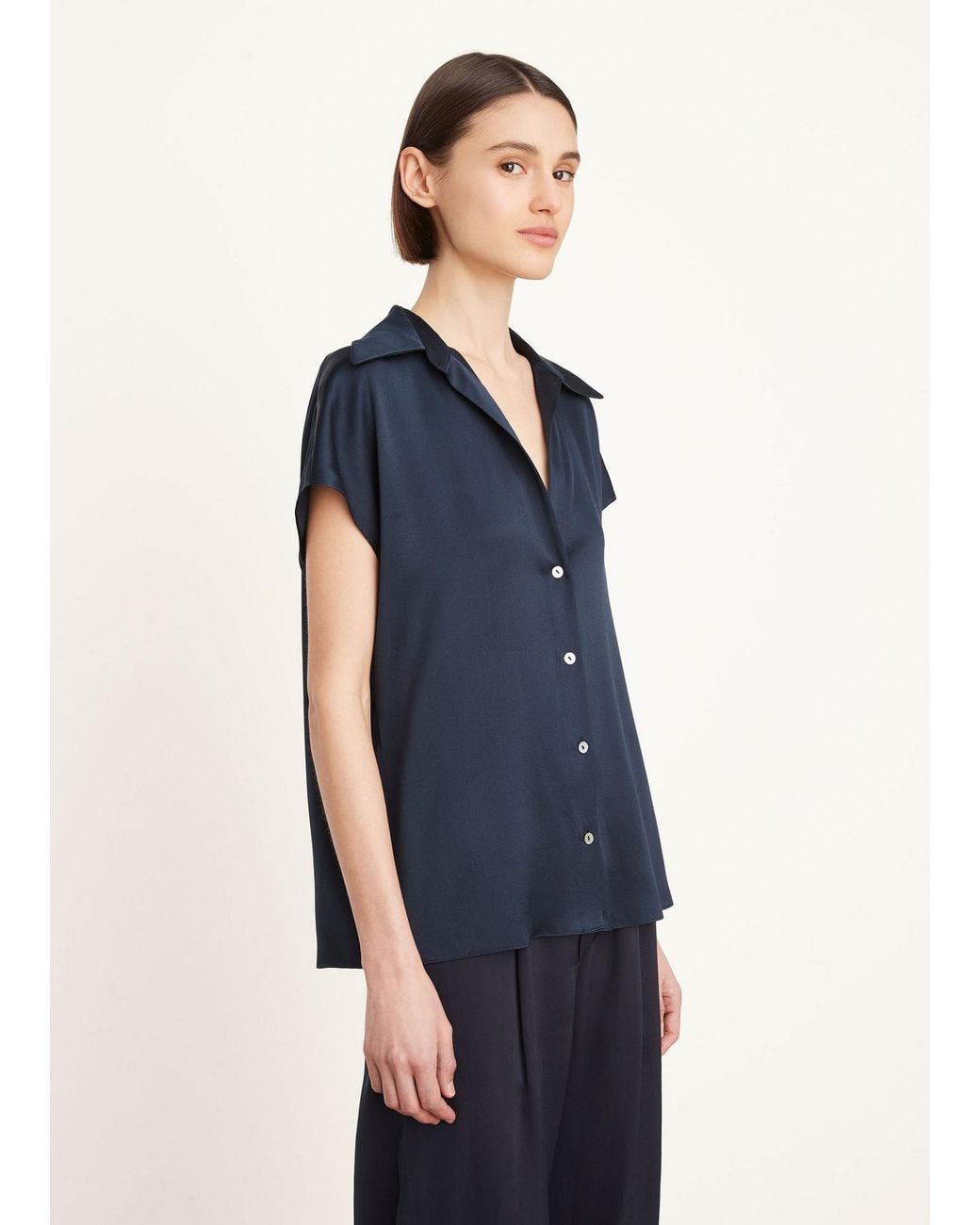 Vince Black Button-Up Blouse