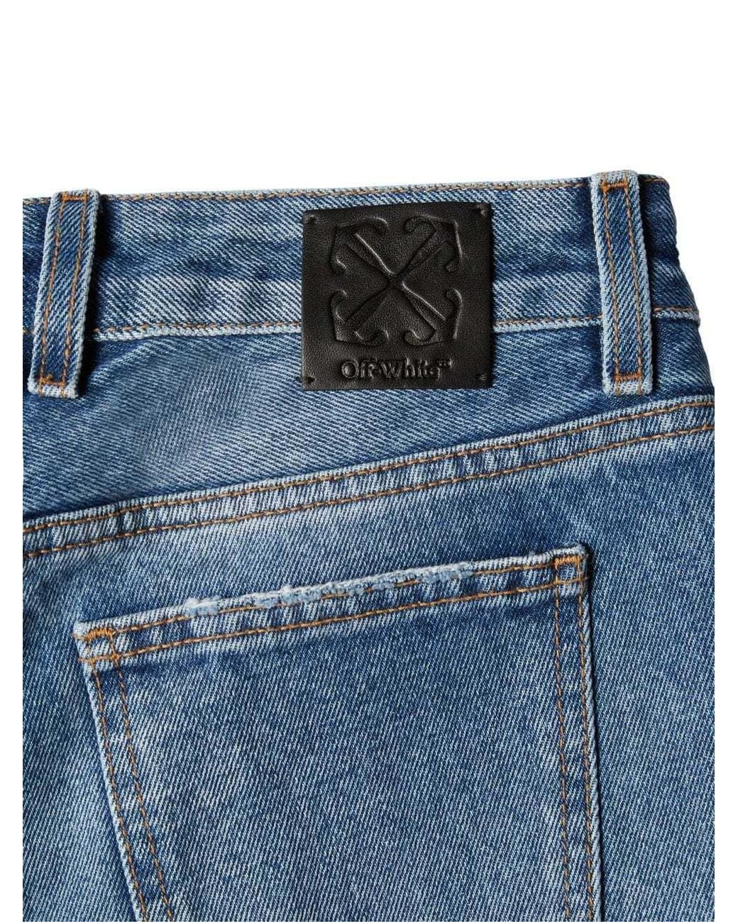 Off-White c/o Virgil Abloh Blue Logo Patch Flared Jeans