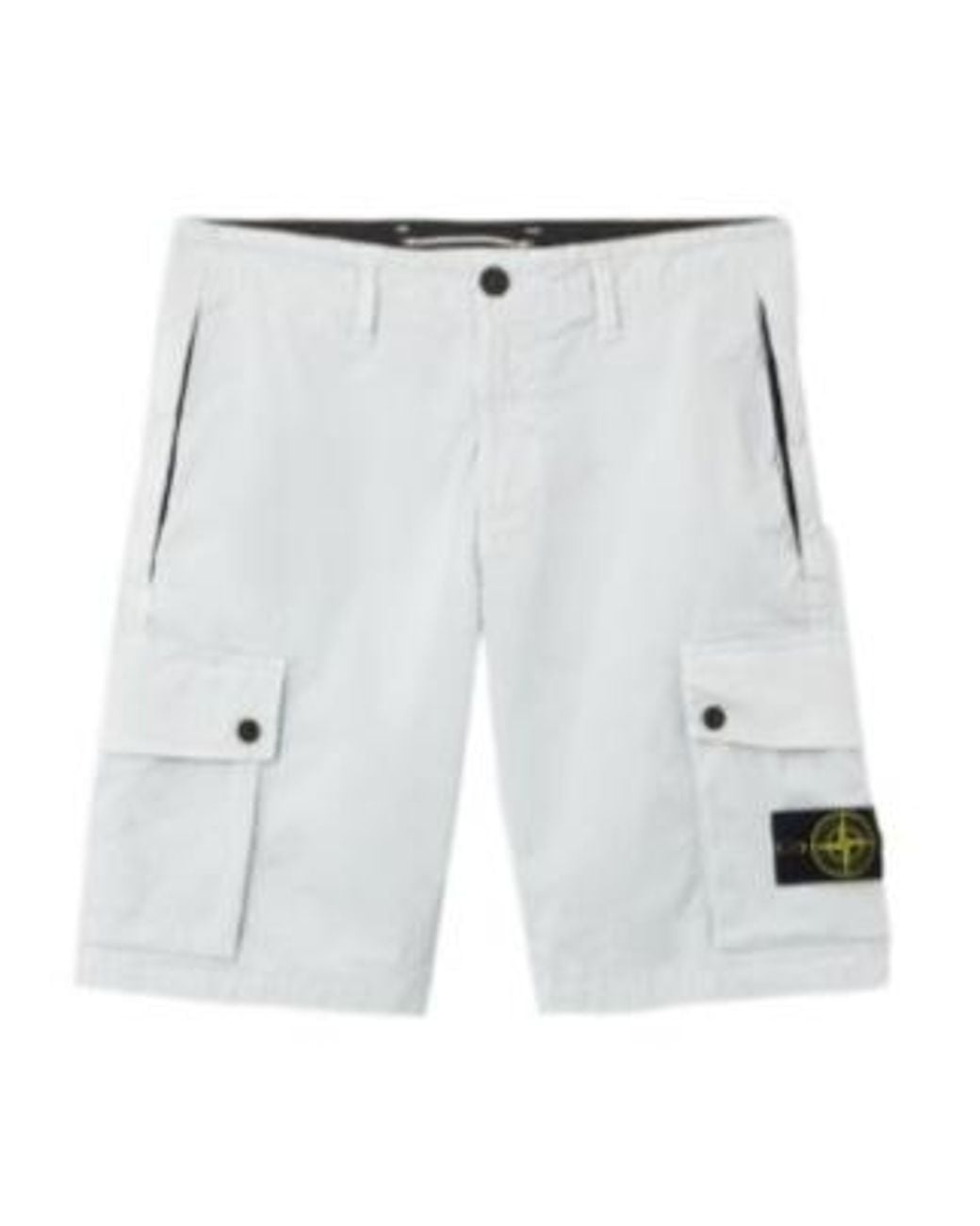 Stone Island White Cargo Bermuda Shorts for men