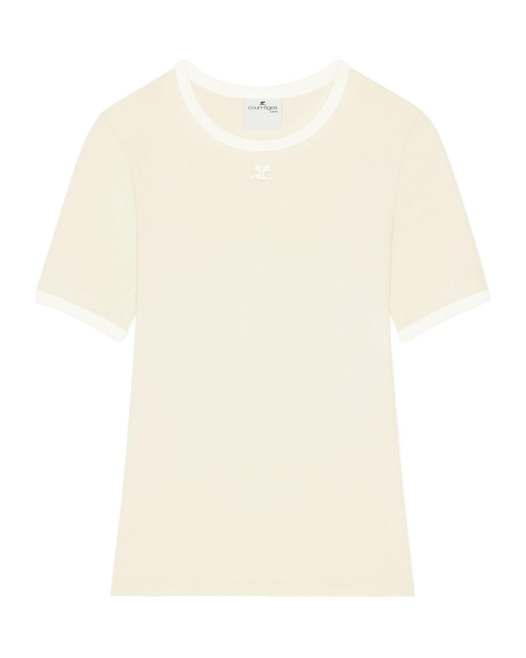 Courreges White Crew-Neck Short-Sleeve T-Shirt