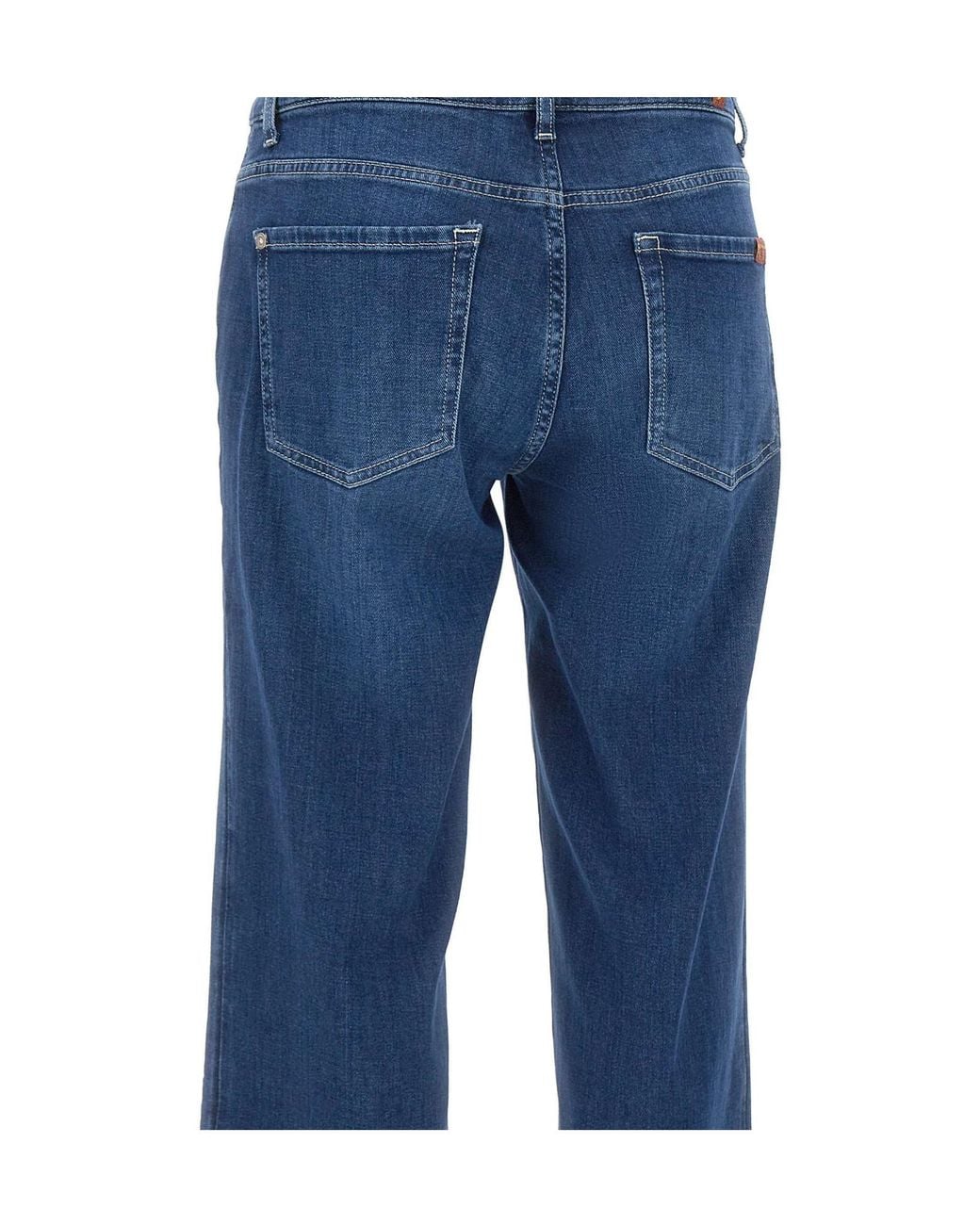 7 For All Mankind Blue Straight-Leg Jeans
