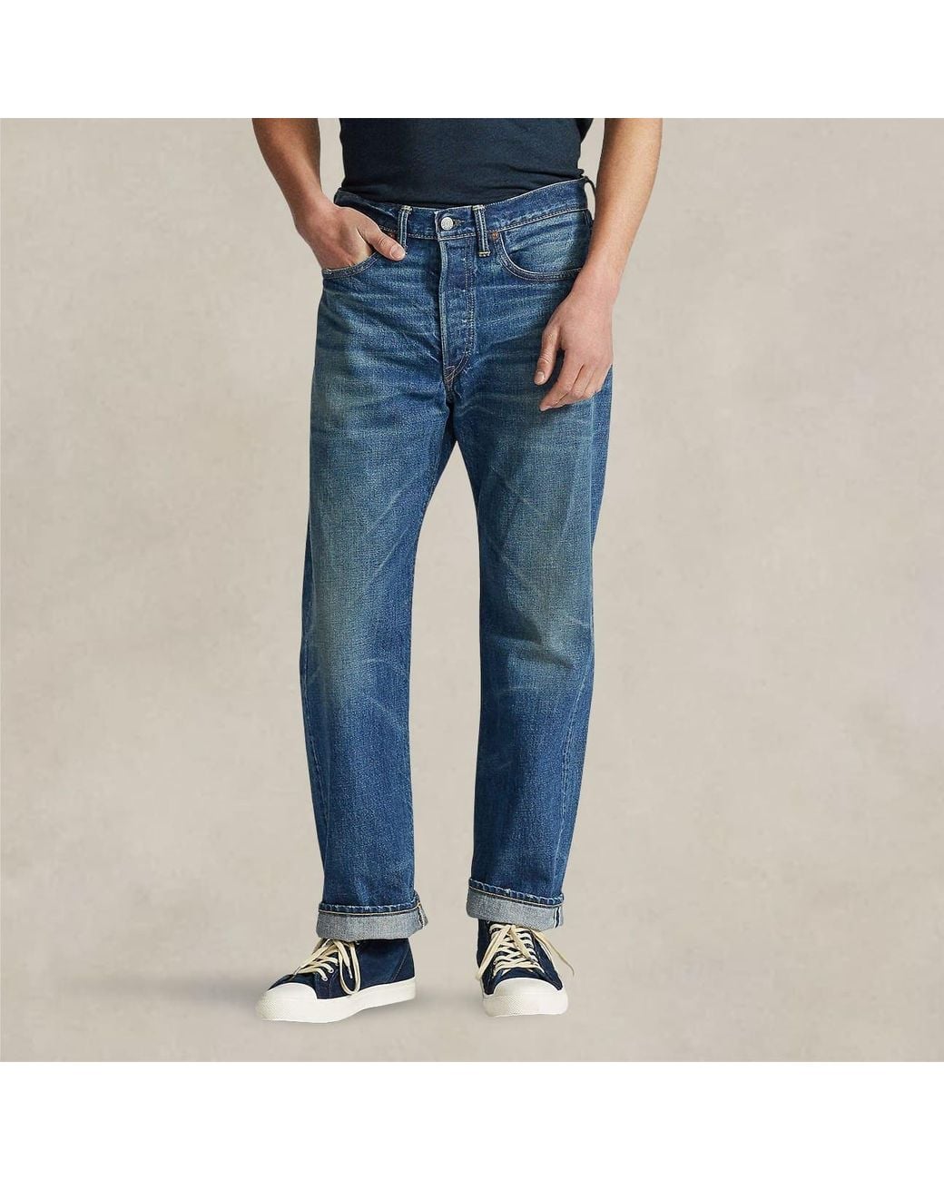RRL Blue Ralph Lauren Mid-Rise Denim Jeans for men