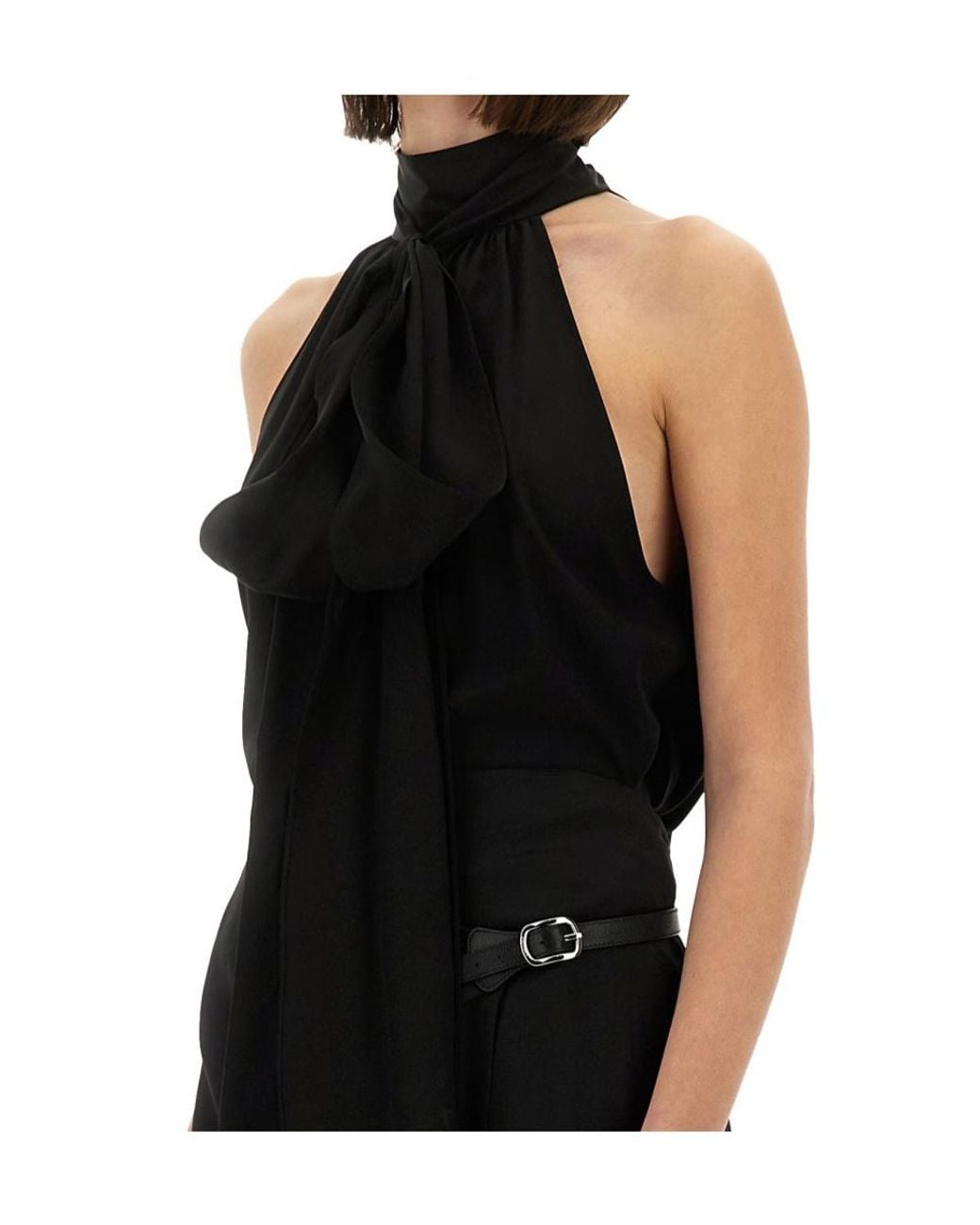 Tom Ford Black Sleeveless Lavalliere Blouse