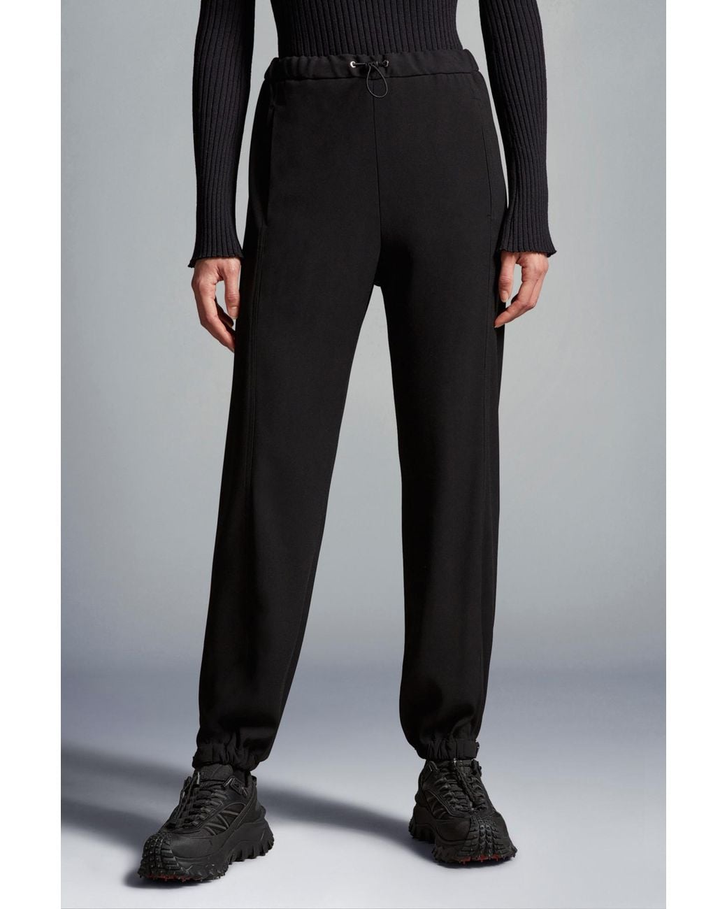 Moncler Black Relaxed Fitting Straight Leg Trousers