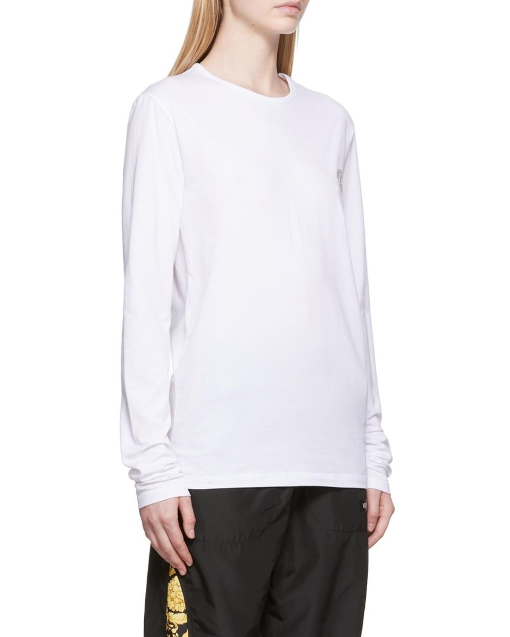 Versace White Logo Long-Sleeve Top for men