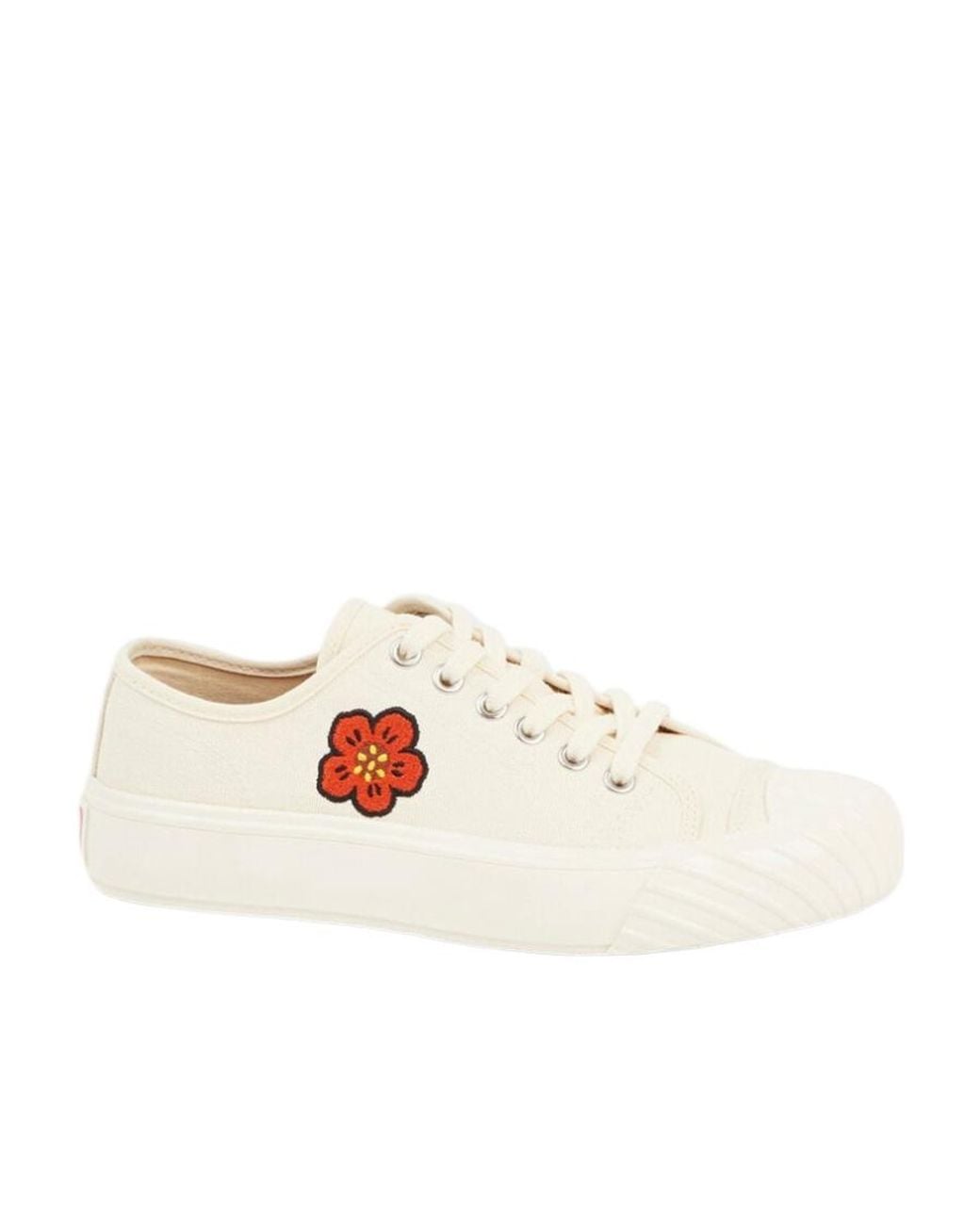 KENZO White Boke Flower Motif Lace-Up Sneakers