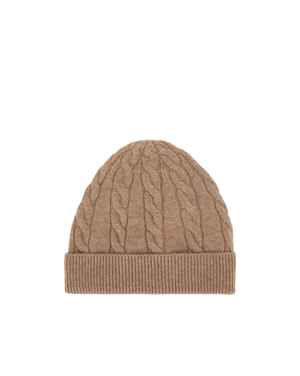 Loro Piana Brown Cedar Cable-Knit Beanie Hat
