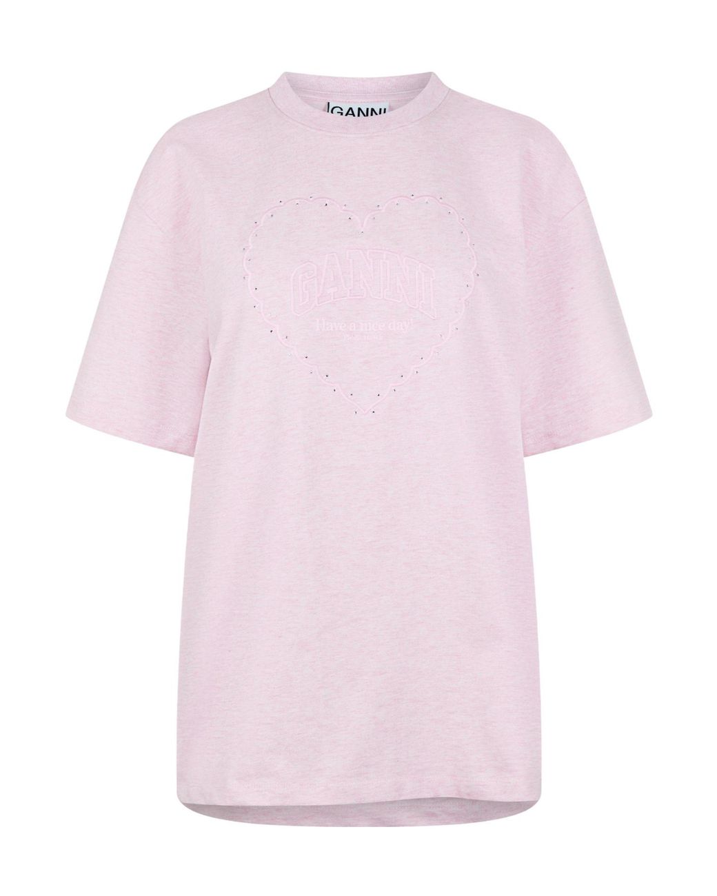Ganni Pink Minimalist Crew Neck Short Sleeves