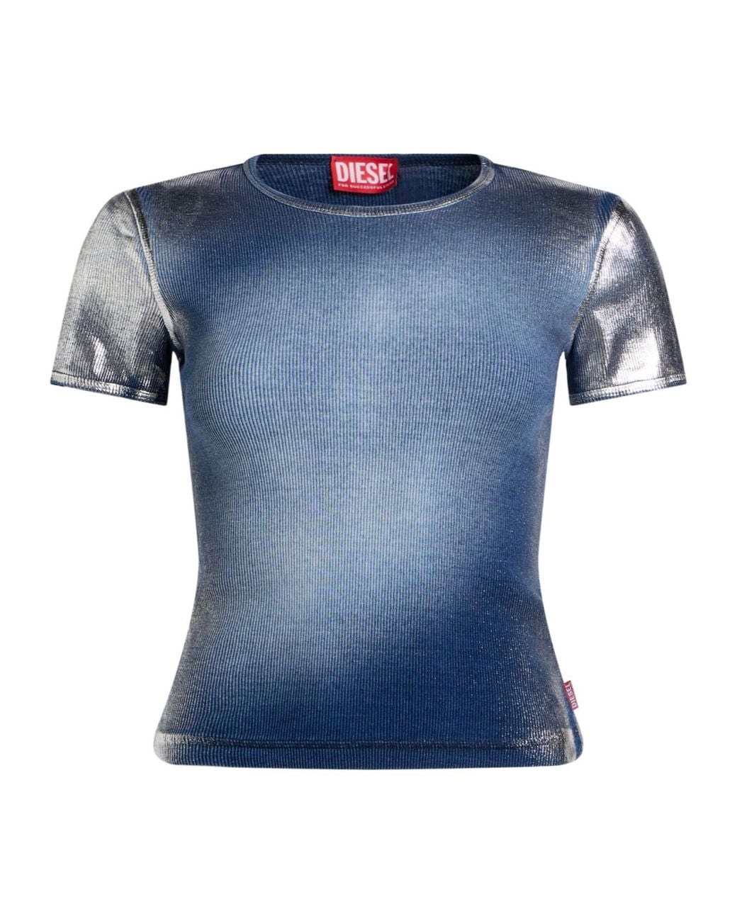 DIESEL Blue Solid-Color Short-Sleeved T-Shirt