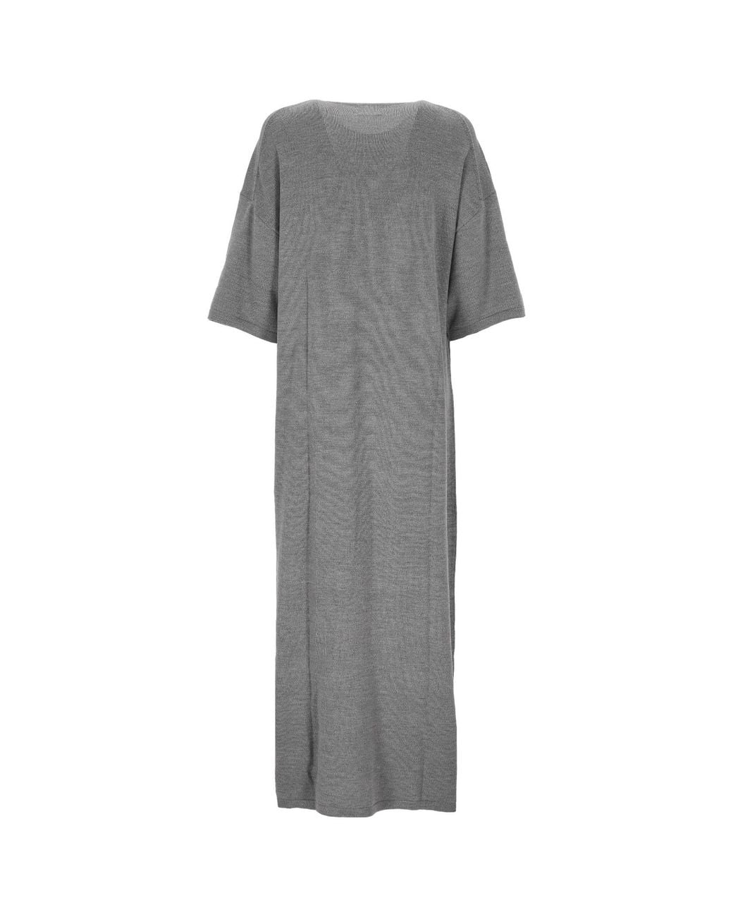 Khaite Gray Short-Sleeves Midi Dress