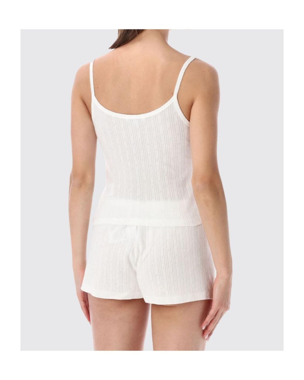 Sporty & Rich White Signature Logo Pointelle Tank Top