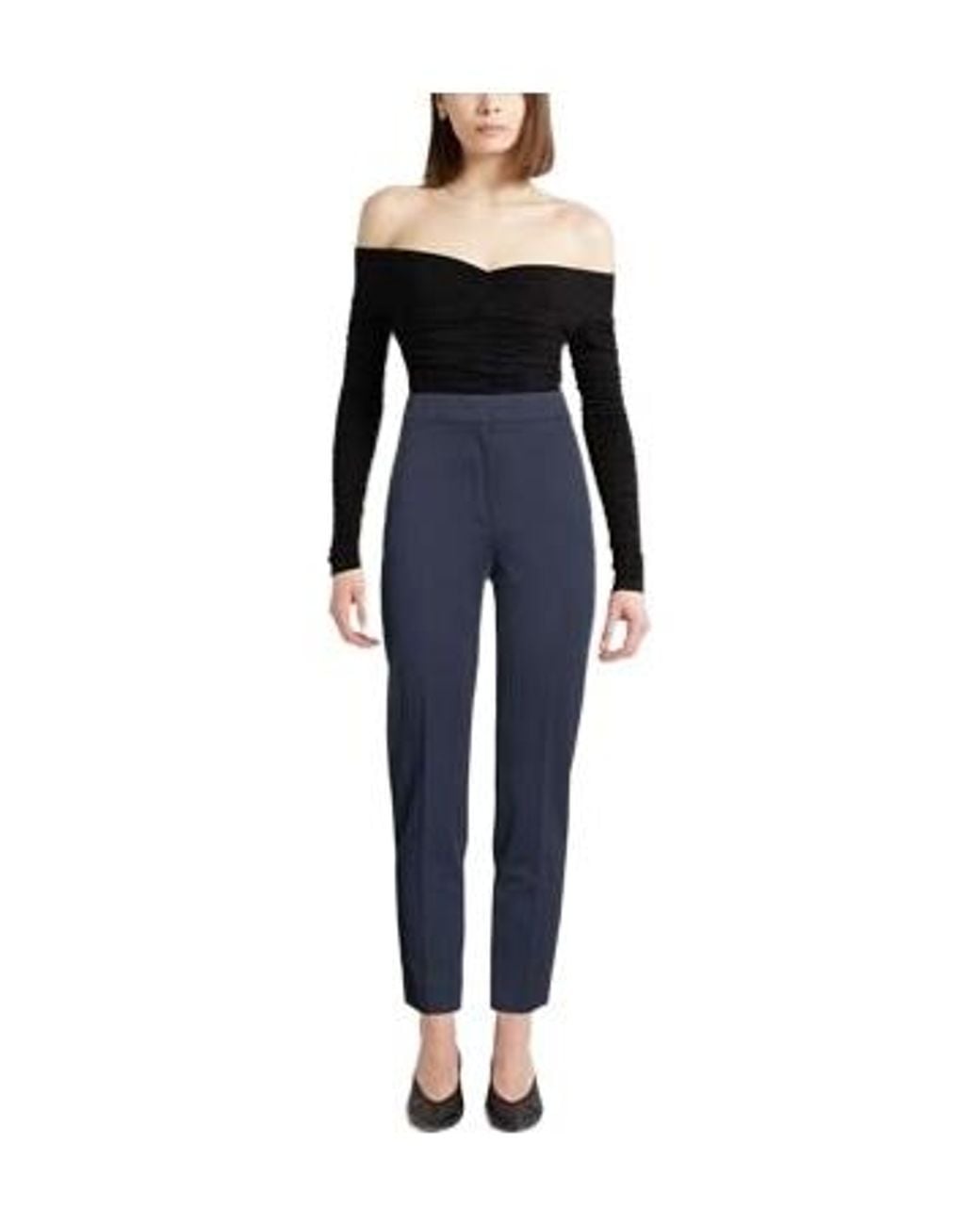 Max Mara Blue High-Waisted Straight-Leg Cropped Dress Trousers