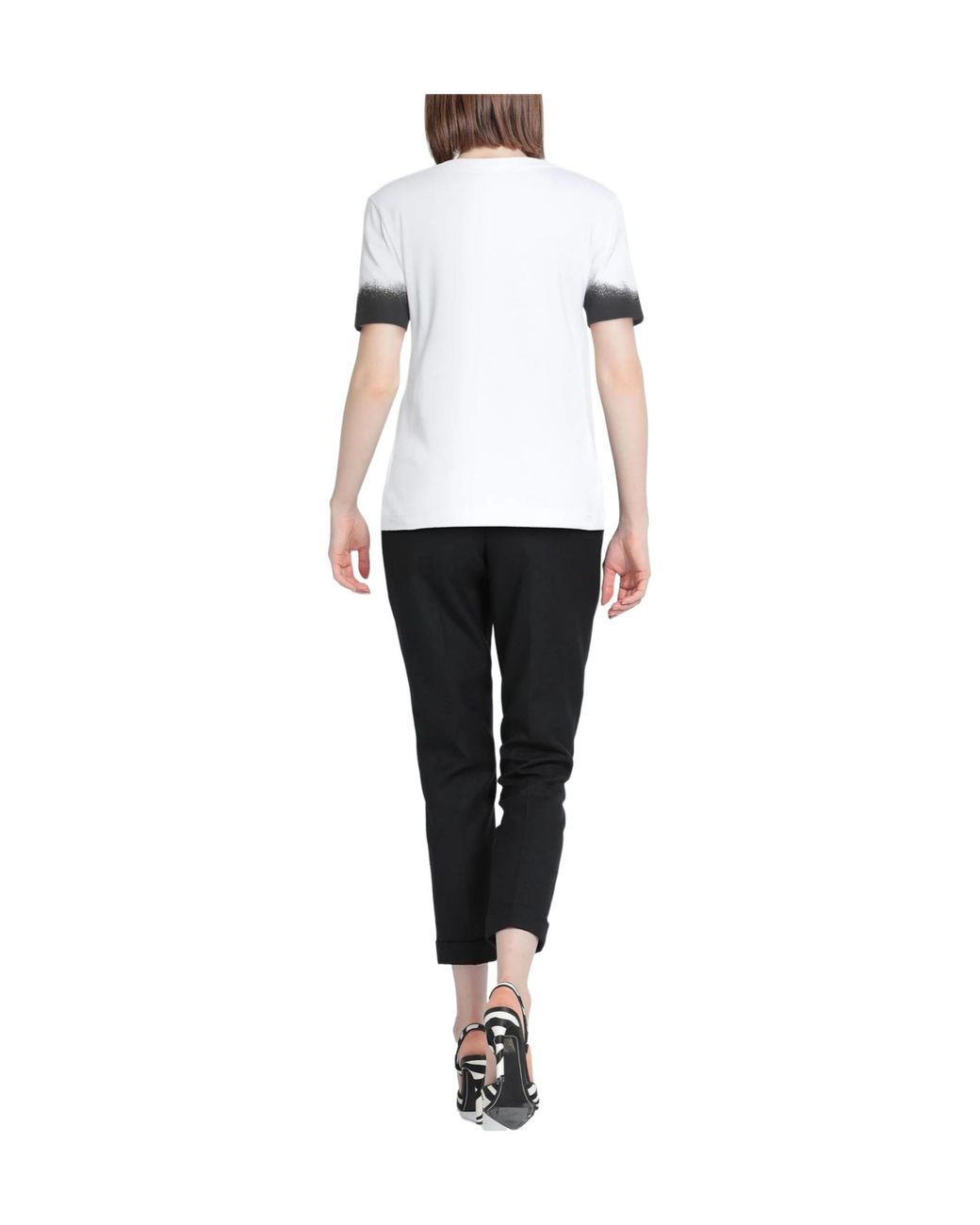 Dolce & Gabbana White Two-Tone Printed Short-Sleeve T-Shirt