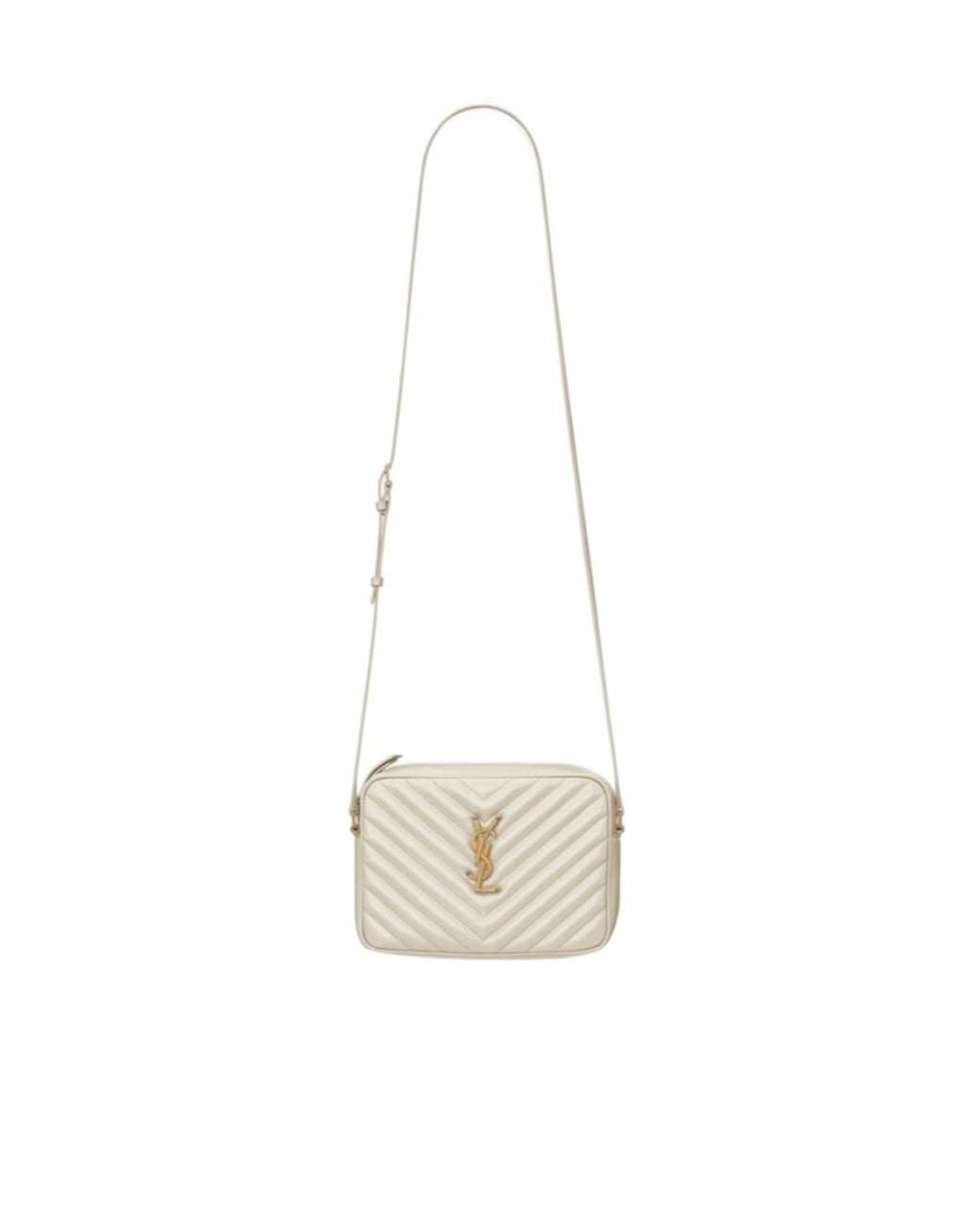 Saint Laurent White Lou Zip-Up Quilted Camera Bag