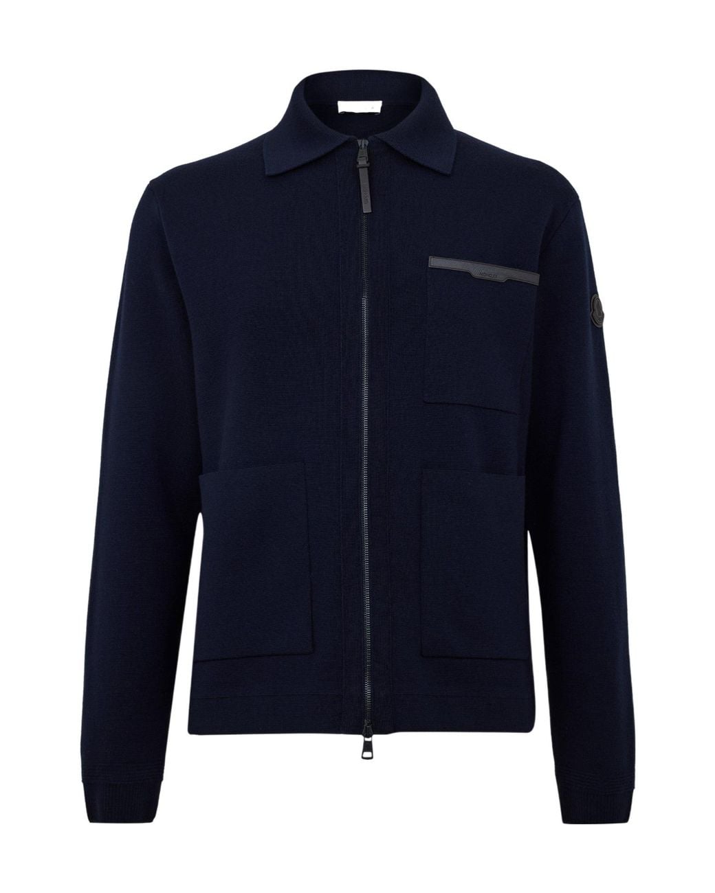 Moncler Blue Casual Zip-Up Knit Sweater for men