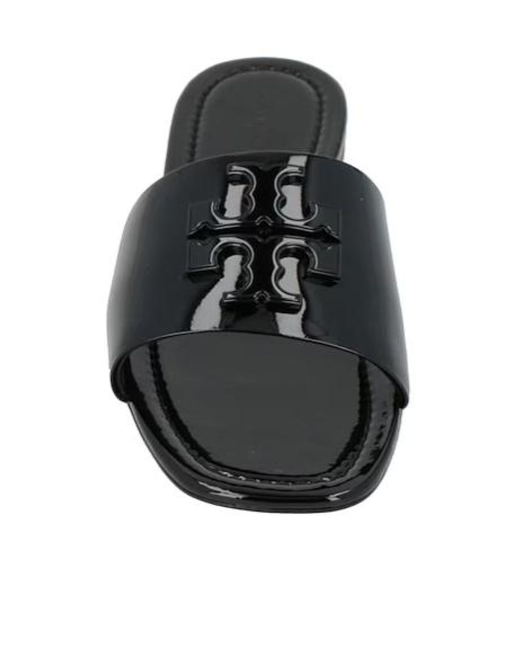 Tory Burch Black Minimal Patent Leather Slides