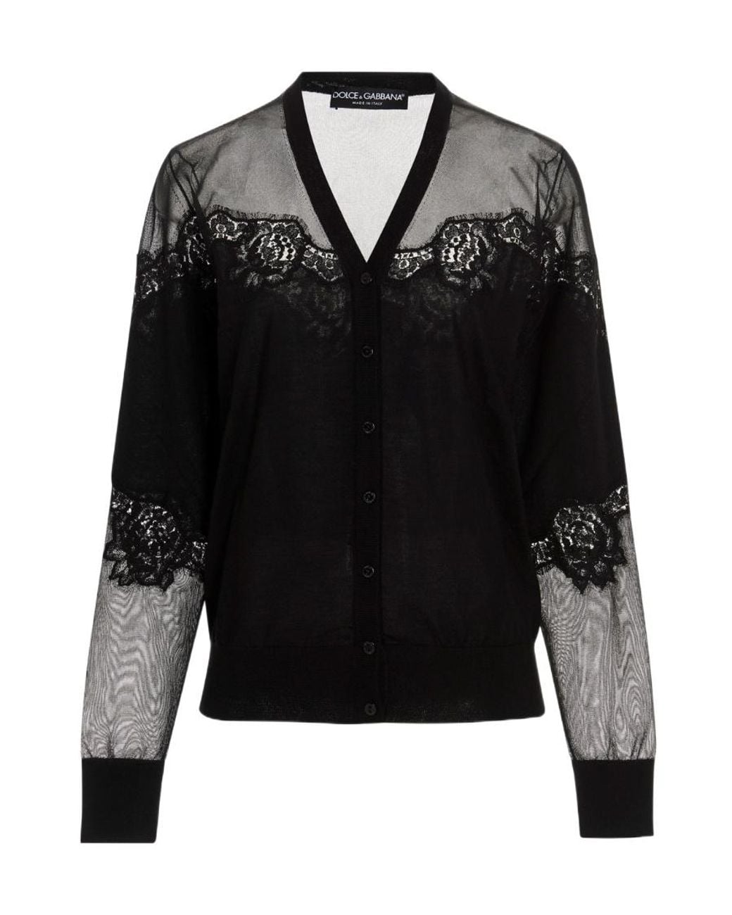 Dolce & Gabbana Black Lace-Trim Cardigan