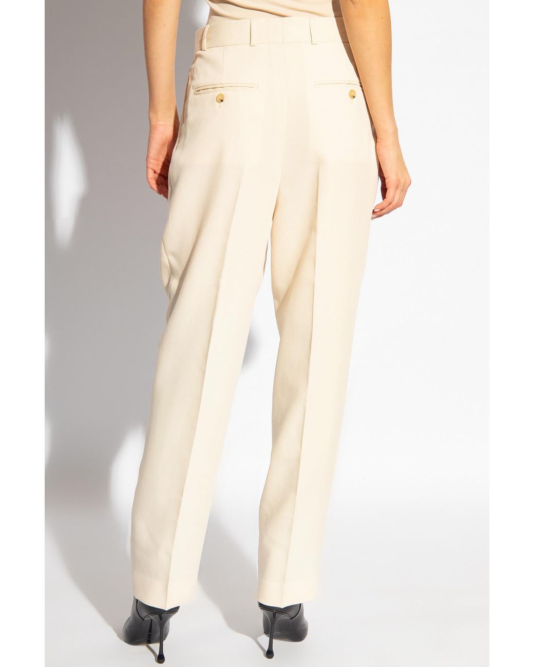Totême White Totême Pleated Straight-Leg Pants