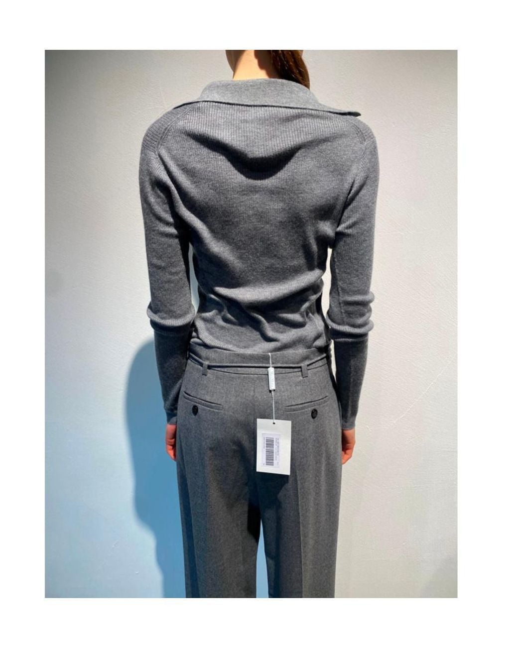 Max Mara Blue Mxmangel Long-Sleeved Ribbed Polo Jumper