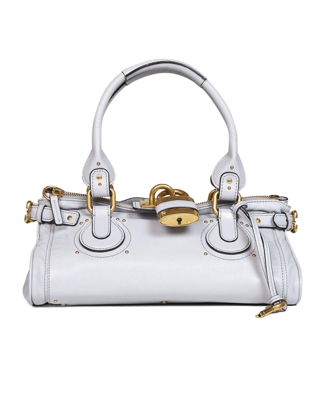 Chloé White Chloé Paddington Padlock Shoulder Bag