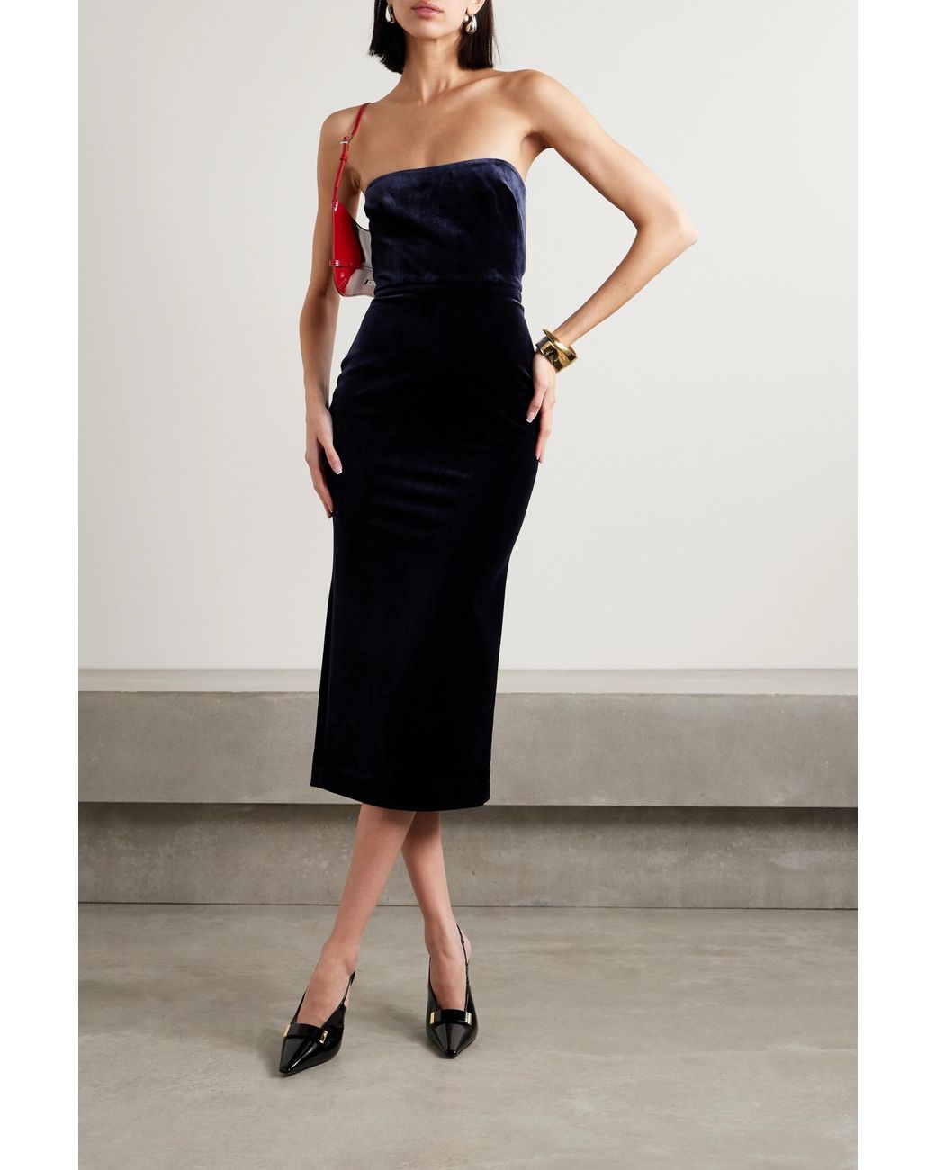 Alex Perry Blue Mid-Length Velvet Dress