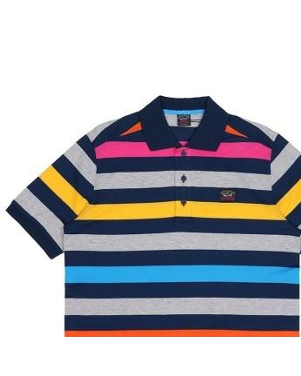 Paul & Shark Blue Striped Short-Sleeved Polo Shirt for men