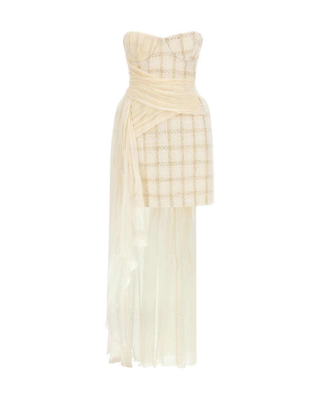 Elisabetta Franchi White Amphora Draped Mini Dress