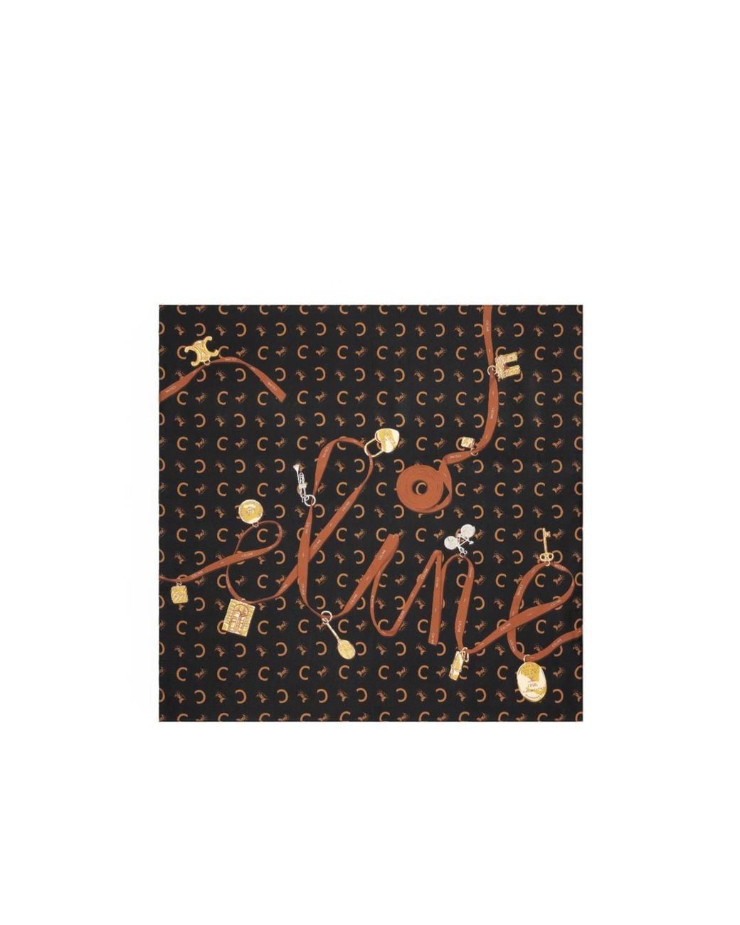 Céline Black Ribbons And Charms Foulard, 90
