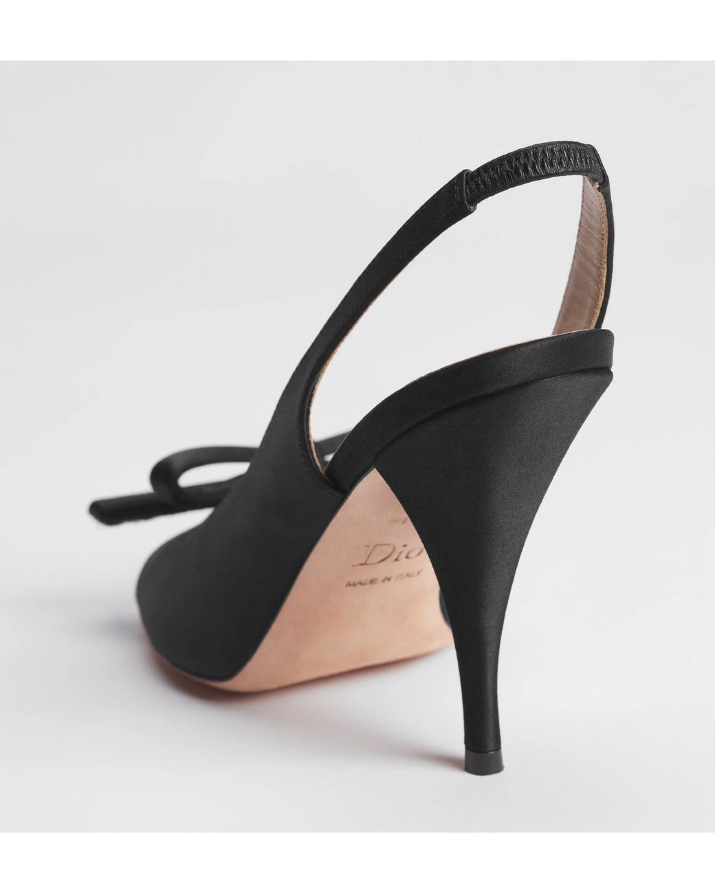 Dior Black Bow Heeled Slingback Sandal