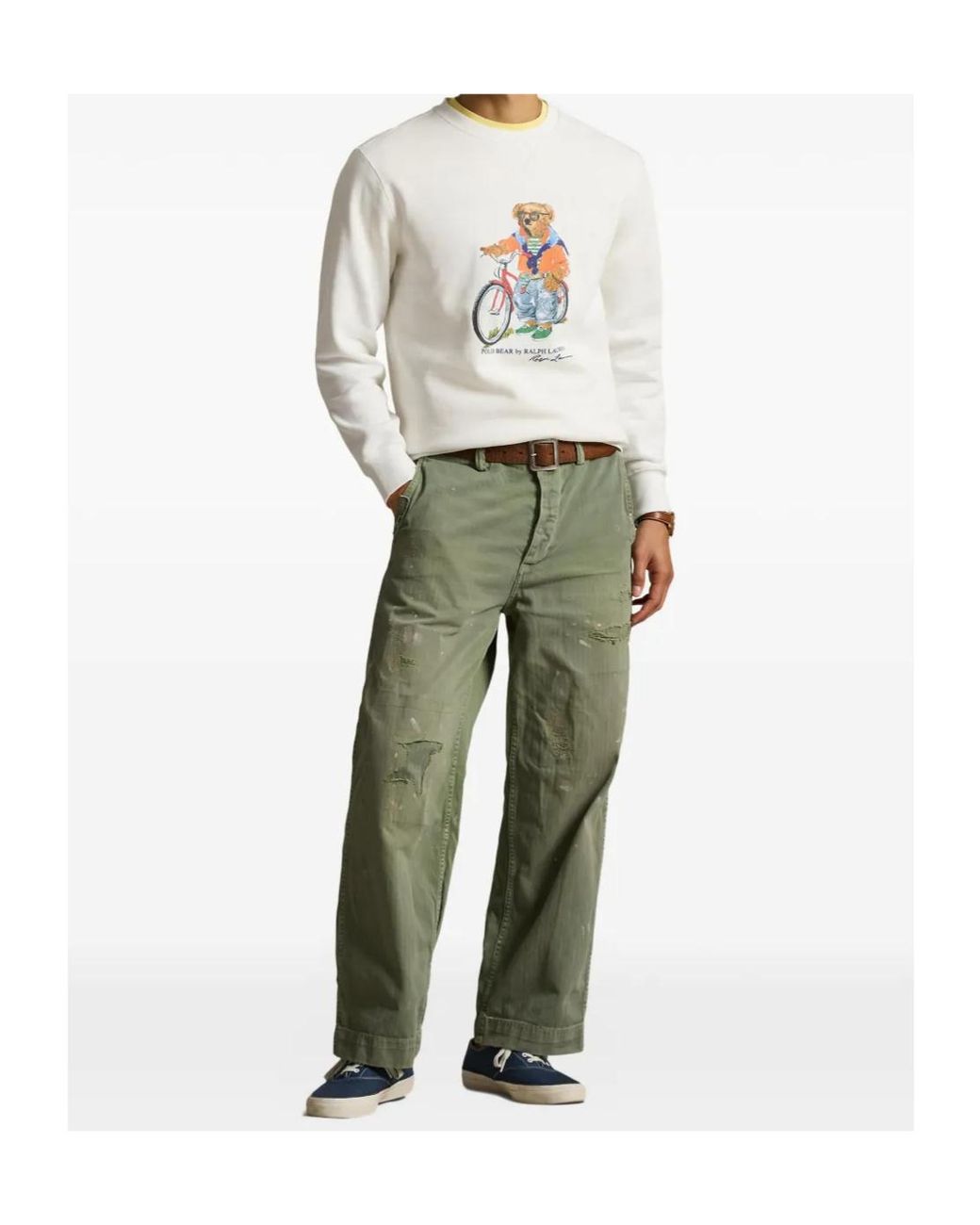 Polo Ralph Lauren White Polo Bear Crewneck Sweatshirt for men