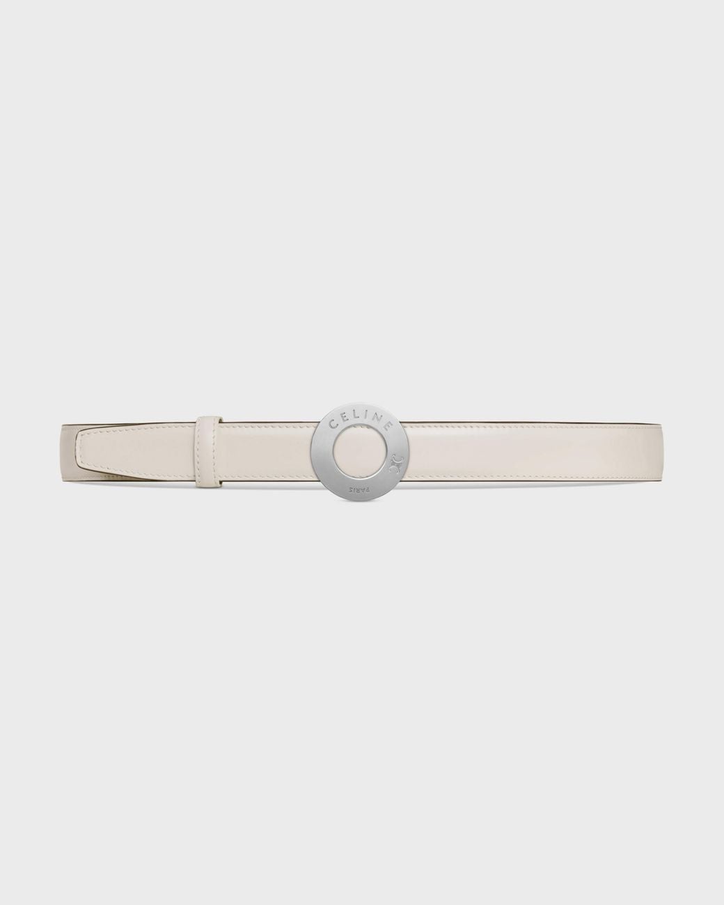 Céline White 25Mm Double-Sided Leather Belt With Disc Buckle