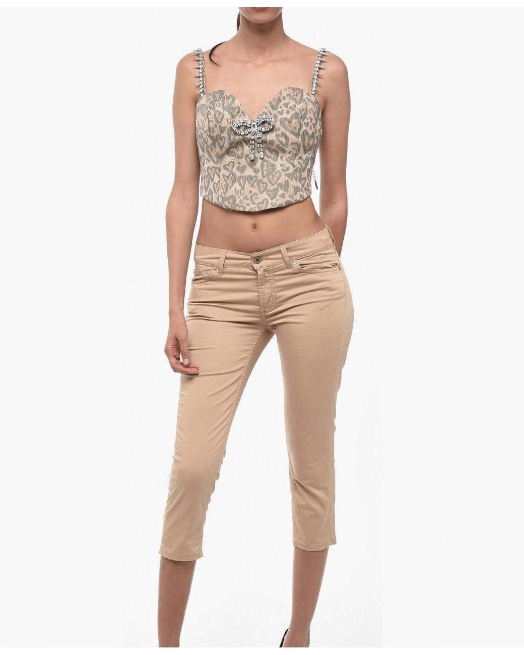 Area Brown Heart Leopard-Print Bustier Top