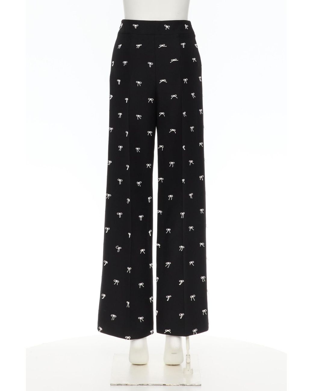 Valentino Black Embroidered Crepe Couture Trousers