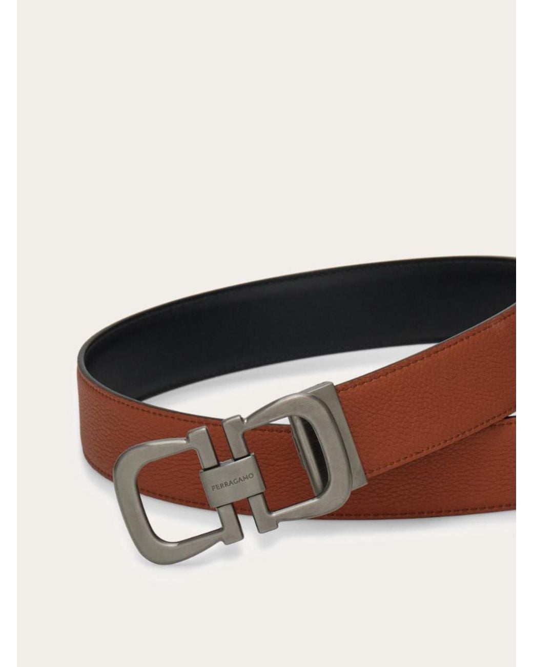 Ferragamo Brown Ferragamo Reversible Gancini Leather Belt for men