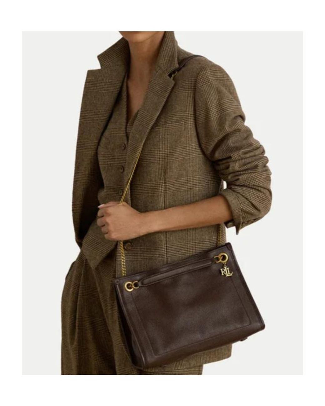 Ralph Lauren Brown Lauren Chain-Linked Tote Bag