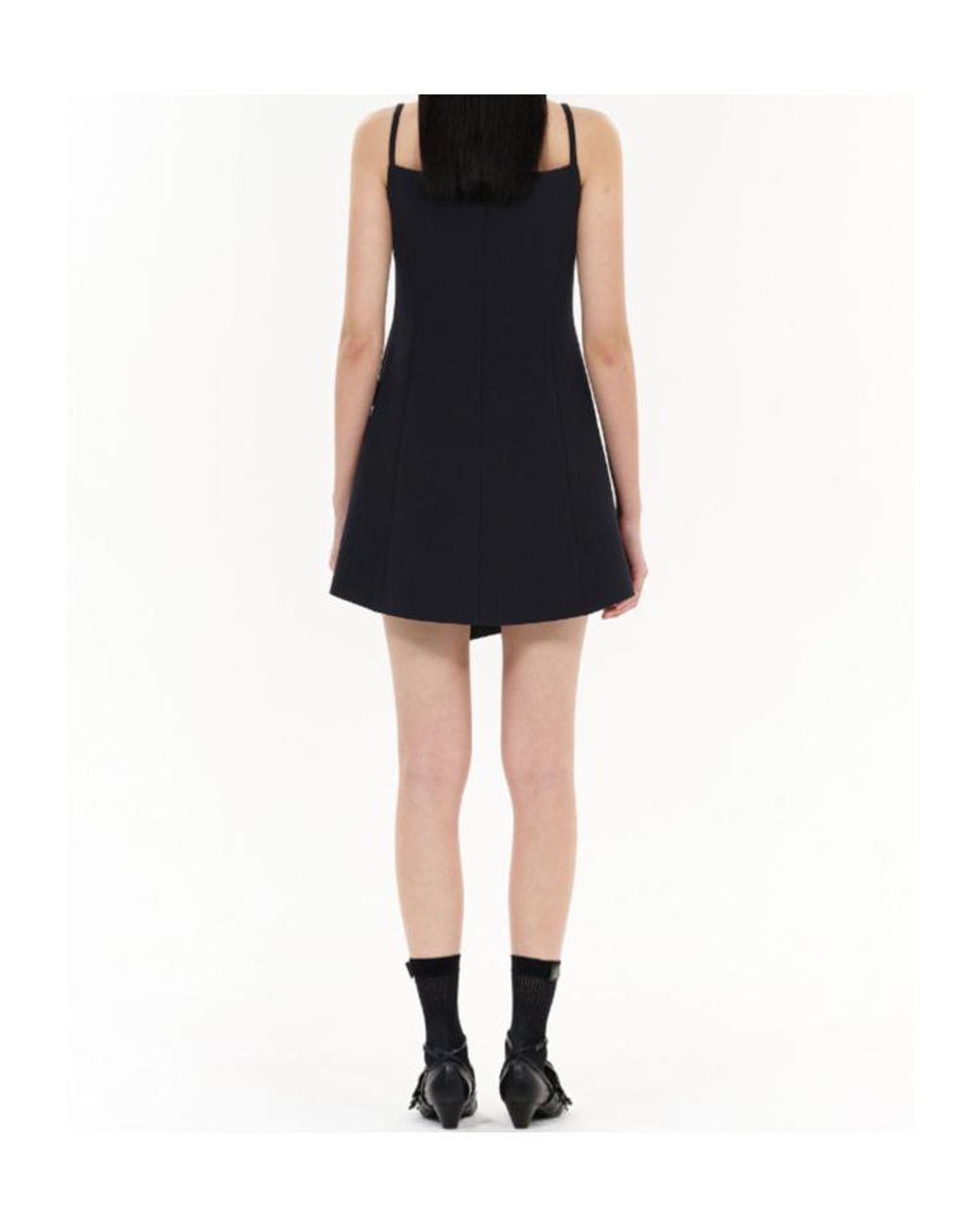 we11done Blue Logo-Plaque Dress