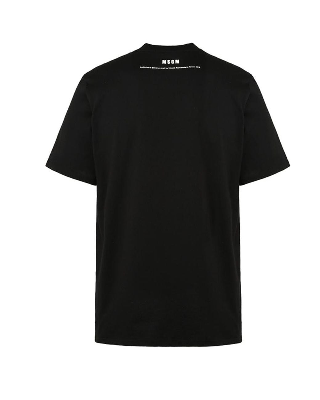 MSGM Black Item O-Neck Short-Sleeved T-Shirt for men