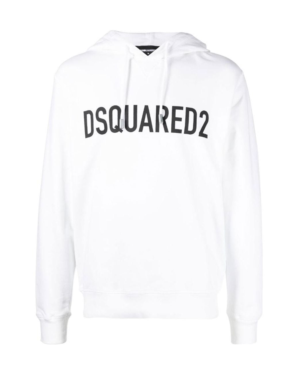 DSquared² White Logo Printed Drawstring Hoodie for men