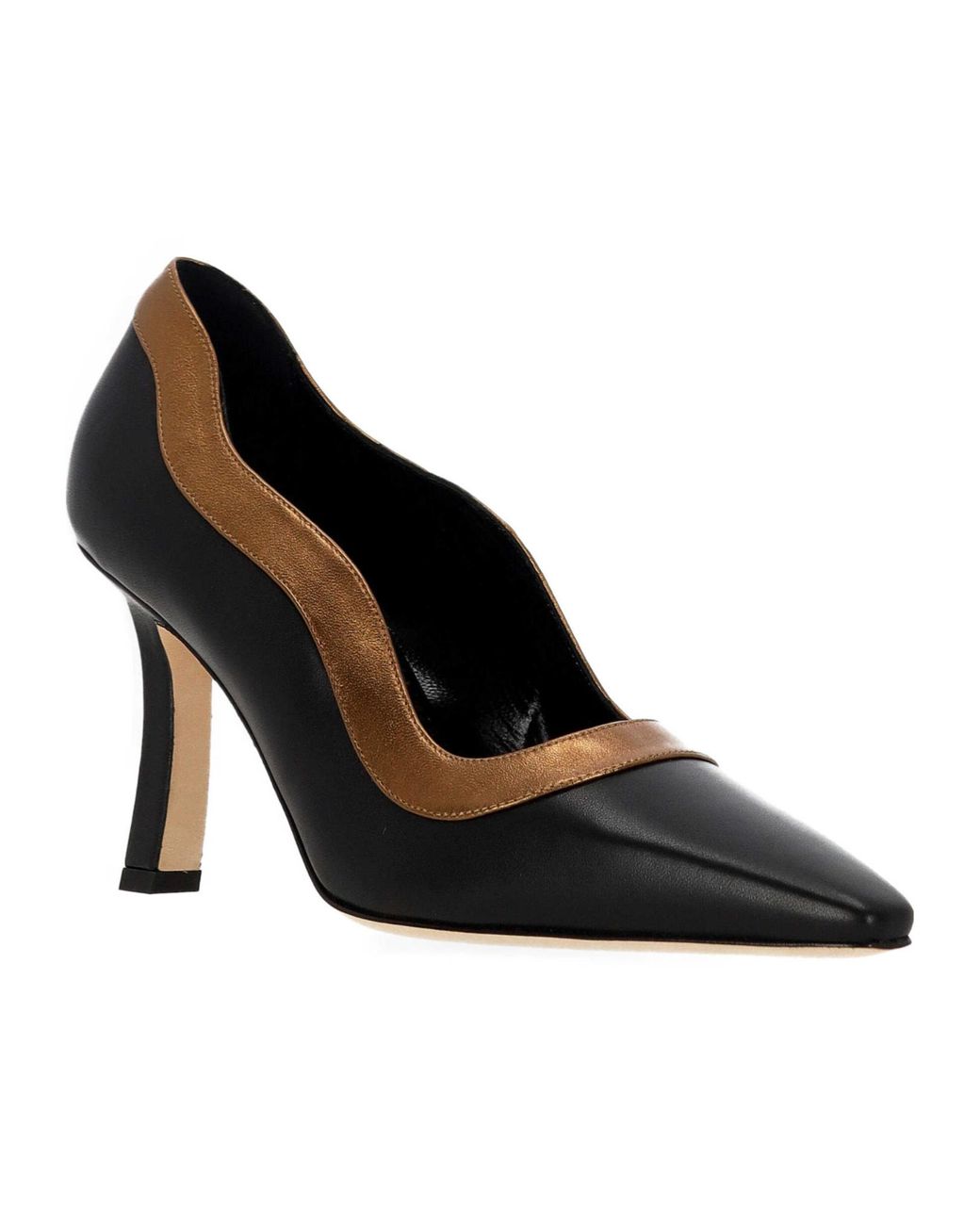 Manolo Blahnik Black Curved Trim Pointed Toe Pumps